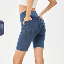 Load image into Gallery viewer, High-Waisted Waist Stretchy Slimming Denim Shorts With Pockets
