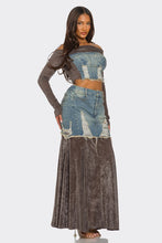 Lade das Bild in den Galerie-Viewer, Velvet-Denim Fusion Set
