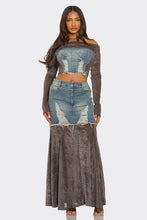 Lade das Bild in den Galerie-Viewer, Velvet-Denim Fusion Set
