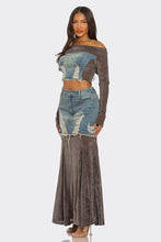 Lade das Bild in den Galerie-Viewer, Velvet-Denim Fusion Set
