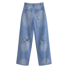 Load image into Gallery viewer, Vintage distressed long jeans for women
