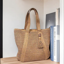 Load image into Gallery viewer, Straw Woven Hand-Held Vacation Style Beach Shoulder Bag
