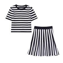 Load image into Gallery viewer, TRAF Woman 2 Pieces Tops + Skirts Sets New Fashion Knit Stripe Summer Women Suit Two Piece Set Womens Outfits
