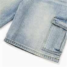 Load image into Gallery viewer, Washed denim workwear shorts
