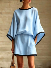 Load image into Gallery viewer, Cotton Linen Casual Batwing Sleeve Top and Skirt Two-Piece Set for Women
