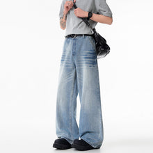 Load image into Gallery viewer, Relaxed Fit Cat-Whisker Washed Wide-Leg Jeans for Men
