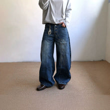 Load image into Gallery viewer, Retro Style Buttoned Knife-Edge Denim Pants
