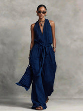 Cargar imagen en el visor de la galería, Belted Design Casual V-Neck Sleeveless Jumpsuit
