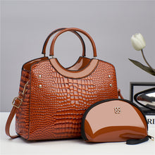 Load image into Gallery viewer, Handbag snake patterned mother and child bag shiny leather platinum bag
