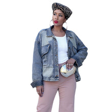 Load image into Gallery viewer, Loose Fit Oversized Pocket Bleached Denim Jacket
