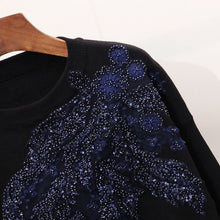 Load image into Gallery viewer, Casual Embroidered Sequin Sets For Women O Neck Long Sleeve Tops High Waist Pants Print Two Piece Set
