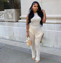 Load image into Gallery viewer, Women's Casual Set with Irregular Fringe Sleeveless Vest Top and High-Waisted Pants Set
