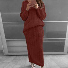 Load image into Gallery viewer, Women Winter Knitted Sweater Tops And Skirt Autumn Slim Crop Tops Women Sweater Skirts 2 Piece Sets
