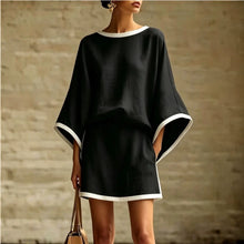 Load image into Gallery viewer, Cotton Linen Casual Batwing Sleeve Top and Skirt Two-Piece Set for Women
