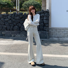 Load image into Gallery viewer, White and Gray Flared Jeans for Women
