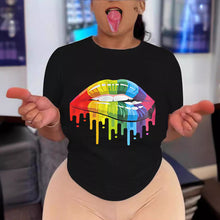Load image into Gallery viewer, Fashion Women's Lip Print Round Neck Pullover T-Shirt
