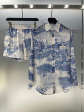 Load image into Gallery viewer, Two Piece Sets For Women Lapel Long Sleeve Spliced Button Shirts High Waist Shorts Summer Set Female New
