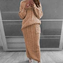 Load image into Gallery viewer, Women Winter Knitted Sweater Tops And Skirt Autumn Slim Crop Tops Women Sweater Skirts 2 Piece Sets
