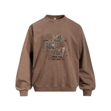 Load image into Gallery viewer, Character print distressed stir fried round neck hoodie for men

