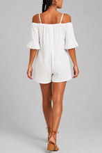 Load image into Gallery viewer, Strapless Off-Shoulder Ruffled Sleeve Semi-Open Front One-Piece Shorts
