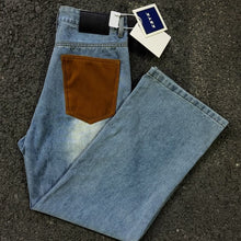 Load image into Gallery viewer, Denim Pants Men's Suede Patchwork Design Loose Straight Leg Casual Trousers
