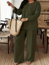 画像をギャラリービューアに読み込む, Plus Size Women's Casual Long-Sleeved Shirt And Loose Pants
