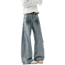 Charger l'image dans la galerie, Bamboo Texture Distressed Washed Straight Leg Oversized Tapered Jeans
