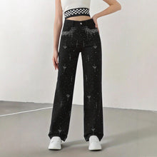 Load image into Gallery viewer, Jeans with Rhinestones Women High Waist Slimming Wide Leg Jeans  Jeans
