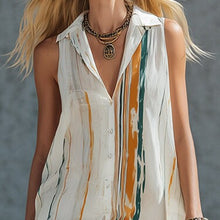Charger l'image dans la galerie, Summer New Sleeveless V-Neck Striped Priinted Dress
