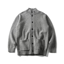 Load image into Gallery viewer, Color-Blocking Button Design Loose Textured Cardigan Sweater Men
