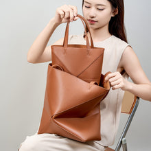 Load image into Gallery viewer, Large capacity single shoulder geometric splicing folding bucket bag

