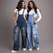 Charger l'image dans la galerie, Casual Straight-Leg Denim Overalls for Women Street Style Multi-Pocket Denim Jumpsuit

