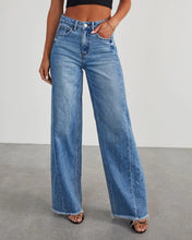 Load image into Gallery viewer, Loose wide leg side seam patchwork with ground hem jeans for women
