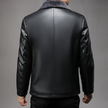 Lade das Bild in den Galerie-Viewer, Integrated Fleece Fur Lapel Leather Coat
