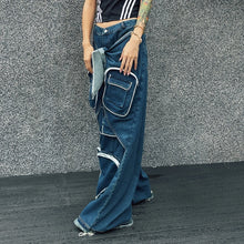 Load image into Gallery viewer, Structural binding workwear jeans for women loose fitting multi pocket jeans
