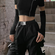 Load image into Gallery viewer, Off Shoulder Hollow Crew Neck T-shirt,
