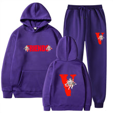 Load image into Gallery viewer, Large V Graphic Loose Hooded Women's Sweatshirt Top
