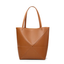 Load image into Gallery viewer, Large capacity single shoulder geometric splicing folding bucket bag
