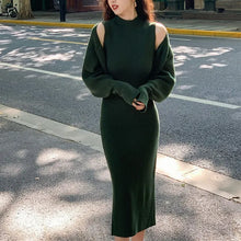 Load image into Gallery viewer, Autumn Winter Women Sweaters Sets  Fashion Short Cardigan and Sleeveless Knitted Dress 2 Pcs Suits Streetwear Sweater Two Piece
