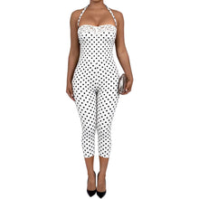 Lade das Bild in den Galerie-Viewer, Wave Point Splicing Face Lace Neck Strap Jumpsuit
