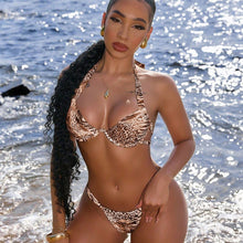 Lade das Bild in den Galerie-Viewer, Leopard print neck hanging bikini set
