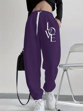 Lade das Bild in den Galerie-Viewer, Plus Size Casual Love Print Hoodie &amp; Sweatpants Two-Piece Set
