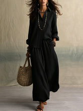 Load image into Gallery viewer, Summer High-End Shirt Collar Outfit Loose Cotton Linen Women's Set
