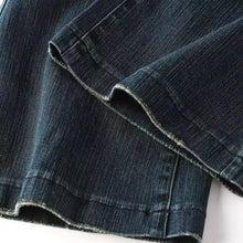 Load image into Gallery viewer, Low waisted bamboo striped slightly flared jeans for women
