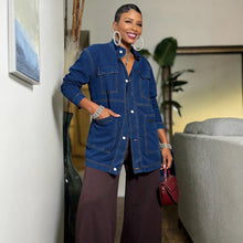Load image into Gallery viewer, Oversize Mid-Length Cargo Denim Jacket
