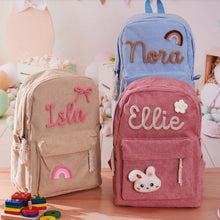 Load image into Gallery viewer, Etsy Cross-border Cute Corduroy Large Capacity Backpack with Adhesive for Letters, Kids and Students School Bag
