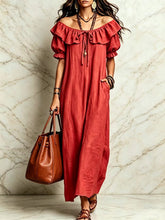 Load image into Gallery viewer, Casual Elegant Round Neck Ruffle Beach Vacation Dress for Women
