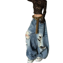 Load image into Gallery viewer, High Street Style Washed Distressed Jeans Women
