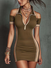 Load image into Gallery viewer, Elastic contrasting striped tight mini dress
