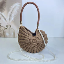 Load image into Gallery viewer, Fun handmade crochet ocean conch bag shell bag women's diagonal cross bag crochet bag
